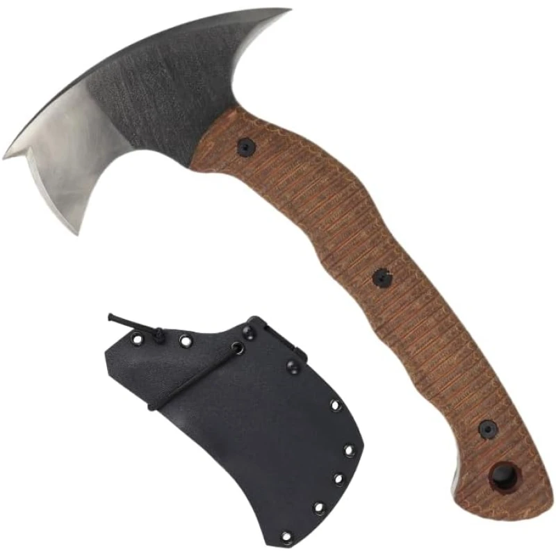 Tomahawk Axe – Handmade Tactical Tomahawk Hatchet – Full Tang Combat Axe for Military Camping and Outdoor Activities (Three Spikes with Kydex Sheath)