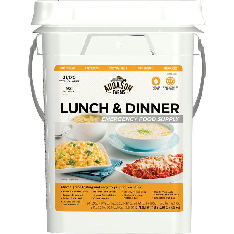 Augason Farms Lunch and Dinner Variety Pail Emergency Food Supply 4-Gallon Pail