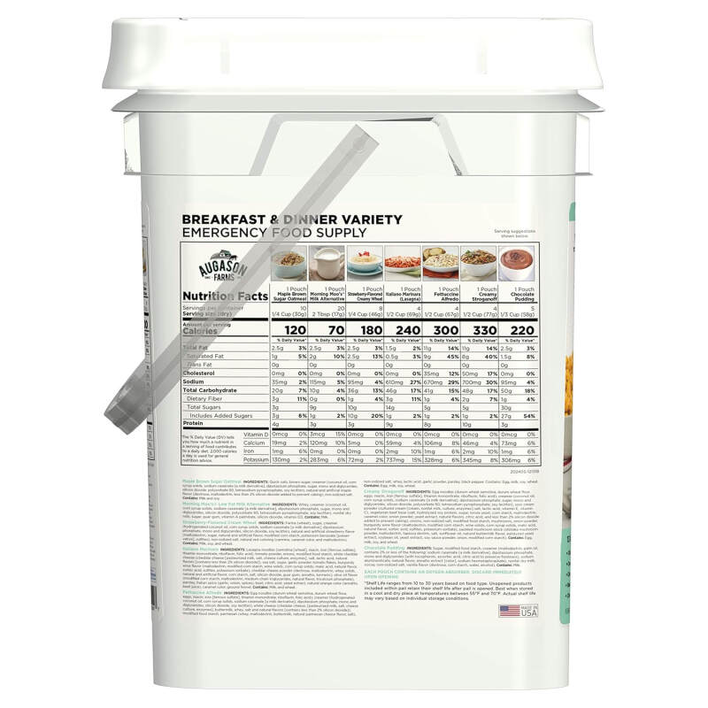 Augason Farms Breakfast and Dinner Variety Pail Emergency Food Supply Everyday Meals 4 Gallon Pail - Image 2