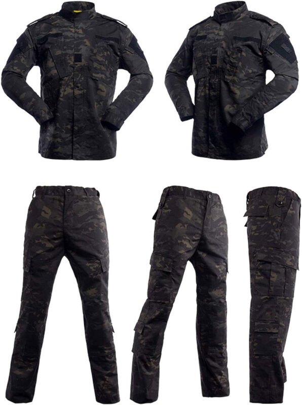 LANBAOSI Men’s Tactical Jacket and Pants Military Hunting ACU Uniform 2PC Apparel Suit